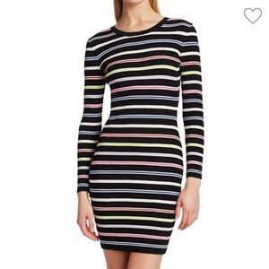 Milly Striped Knit Ribbed Bodycon Long Sleeve Dress Size 0-2 (Milly Size P)